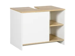 Armário de Banheiro Sob Pia com Prateleiras de Madeira 77x45x60cm branco BTFORUS