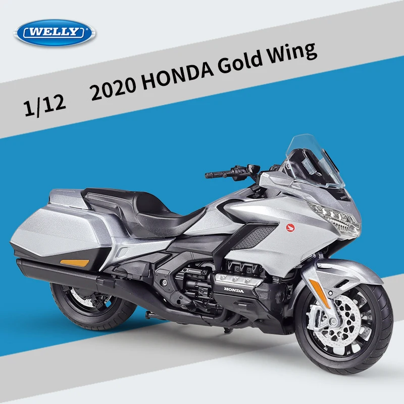(prateado) Miniatura De Motocicleta Honda Gold Wing Em Escala 1:12