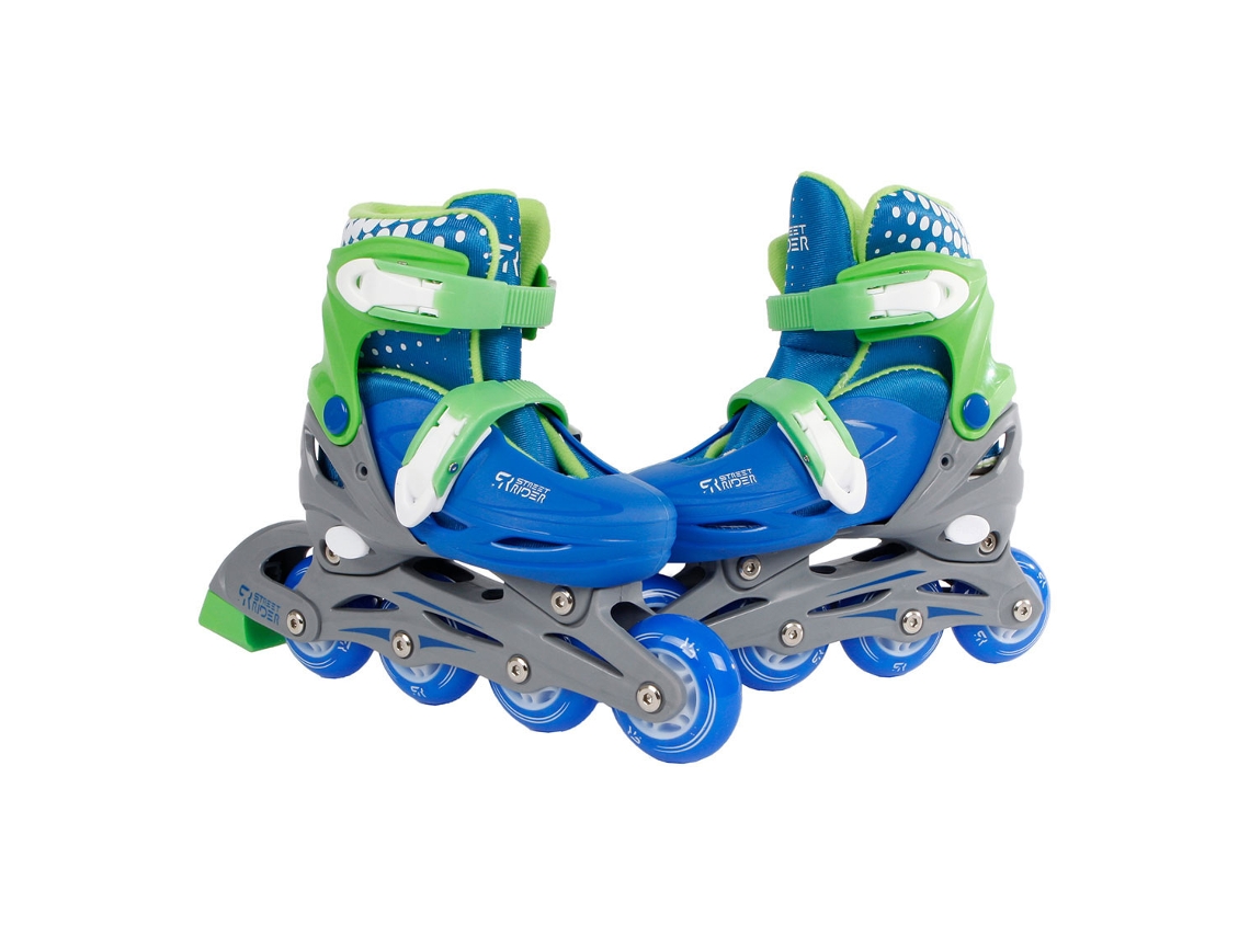 Patins Em Linha Azuis Ajustáveis ​​para Crianças, Tamanho 30 33, Bota Rígida. Street Rider