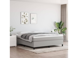 Estrutura De Cama Sem Colchão 180x200 Cm Tecido Cinzento-claro