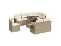 Conjunto 9 de sofás p/ jardim com almofadões VIDAXL vime PE bege