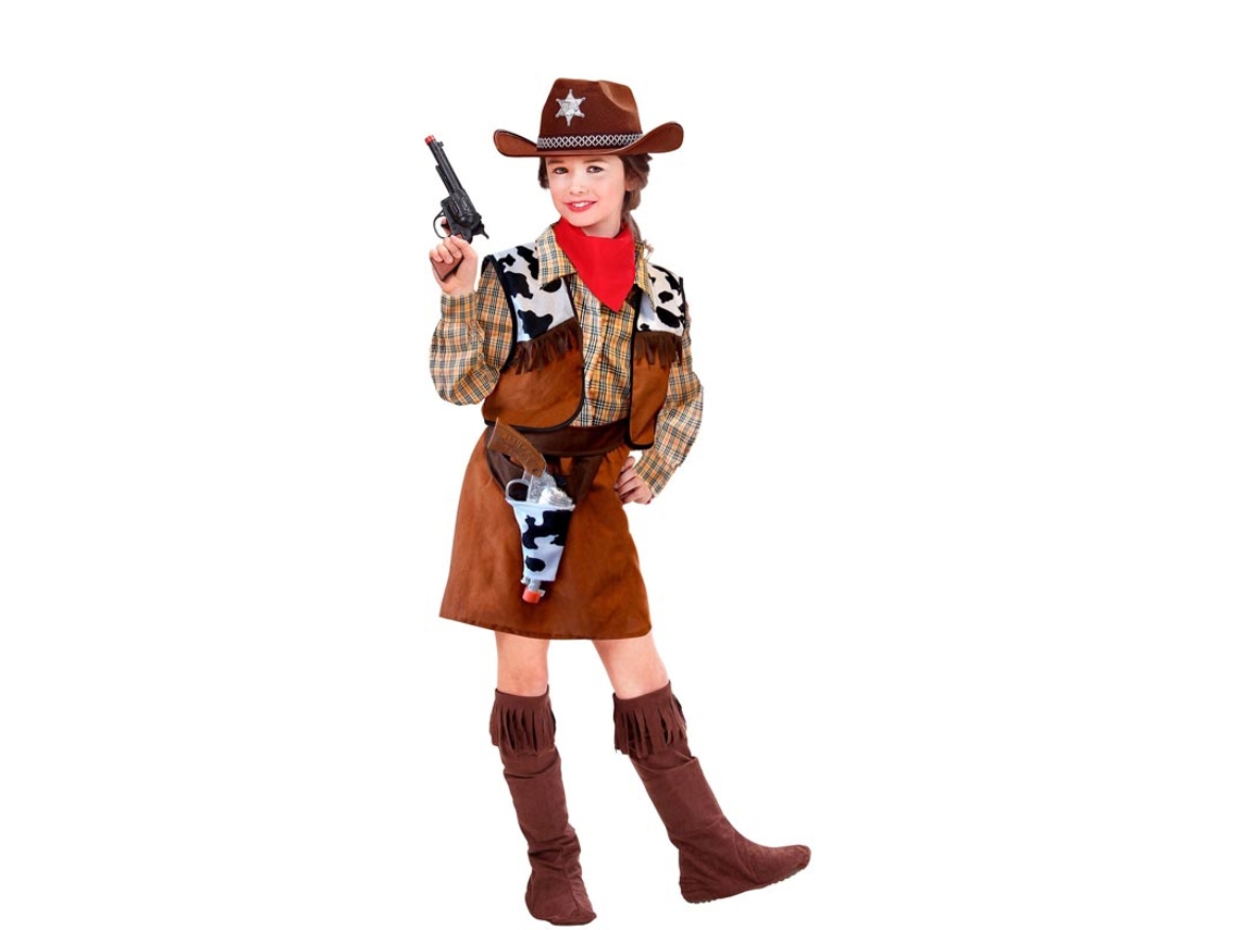 Fato de cowboy de vaqueira para menina