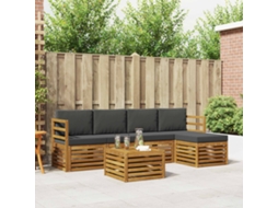 Vidaxl Conjunto De Sofás Para Exterior 6 Unid. Natural E Antracite