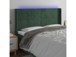 Cabeceira De Camapainel De Cabeceira C/ Led Veludo 203x16x118/128 Cm Verde Escuro Lovely Home