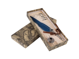 Definir Pluma Pluma De Ave Para Caligrafía Inglesa Con 5 Puntas Azul Caja Regalo Papelería