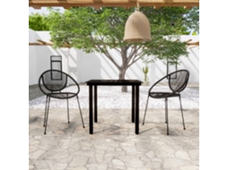 Vidaxl 3 Pcs Conjunto De Jantar Para Jardim Preto