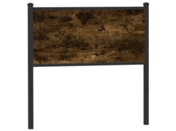 Cabecero de cama de 75 cm con derivados de madera y acero en roble ahumado
