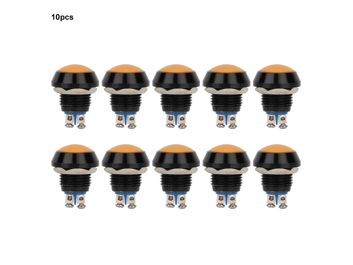 Interruptor De Botão De Metal Momentâneo Auto-reset 12mm Amarelo 10pcs