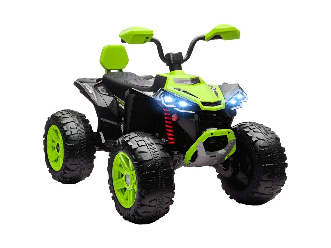 Quadriciclo Elétrico Infantil com 24v e 2 Lugares, 2 Motores com Velocidade Até 6,5 Km/h, Faróis, Buzina e Usb, Dimensões 109x68,5x76 Cm na Cor Verde