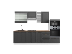 Cozinha Fame-Line, 280 cm, PT Carvalho, Antracite-dourado/branco, Vicco