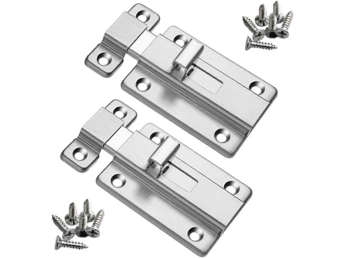 Trancas De Porta Em Aço Inoxidável Com Parafusos (2 Peças, 4 Polegadas)