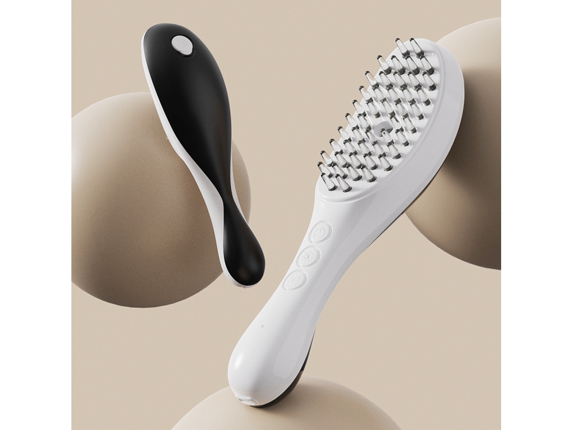 Escova de Massagem Capilar Elétrica com Luz Vermelha e Azul, 3 Níveis de Intensidade, para Fortalecimento do Cabelo, Compacto, Recarregável STELASPLEN