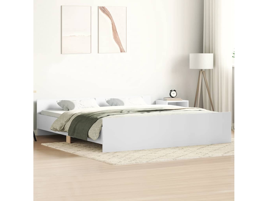 Vidaxl Estrutura De Cama C/ Painéis Cabeceira E Pés 200x200 Cm Branco
