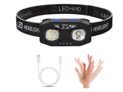 Lanterna de Cabeça Led Luz Vermelha Branca 4 Modos Farol Ipx4 À Prova D'Água Ângulo e Alça Ajustáveis Super Brilhante Preto Bisbisous VIGA EUROPE
