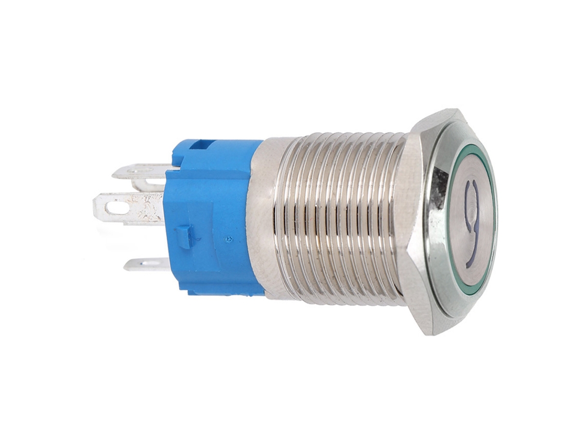 Interruptor Push button de 16mm com Cabeça Plana Autoressetável