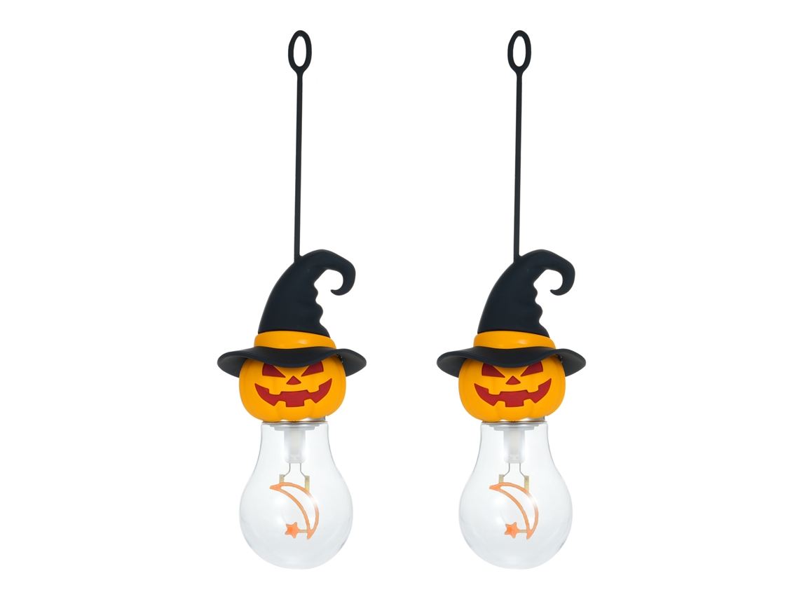 Lâmpada decorativa de Halloween recarregável com cabo de silicone, 3 níveis de brilho, 2 pacotes | S/MARCA