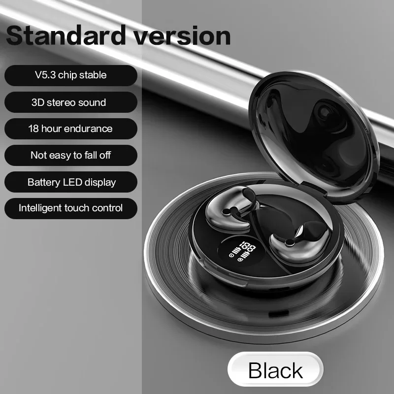(preto) Fones De Ouvido Bluetooth Sem Fio Com Visor Digital E Microfone Embutido