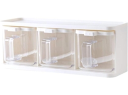Organizador De Temperos 3 Compartimentos Transparente Colher Cozinha