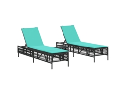 Espreguiçadeiras com Mesa em Rattan Sintético Preto MAISON EXCLUSIVE (2 Peças)