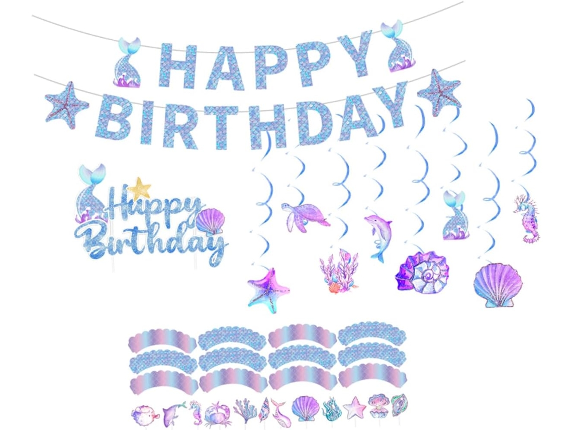 Banner De Aniversário Com Tema Marítimo, 1 Conjunto De Papel.