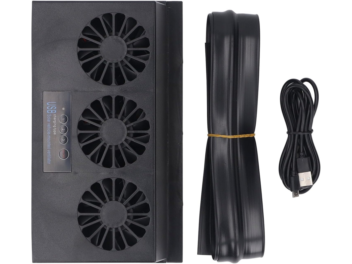 Ventilador Solar Ftvogue Para Carro Com 3 Entradas Usb, Recarregável Para Resfriamento De Janelas