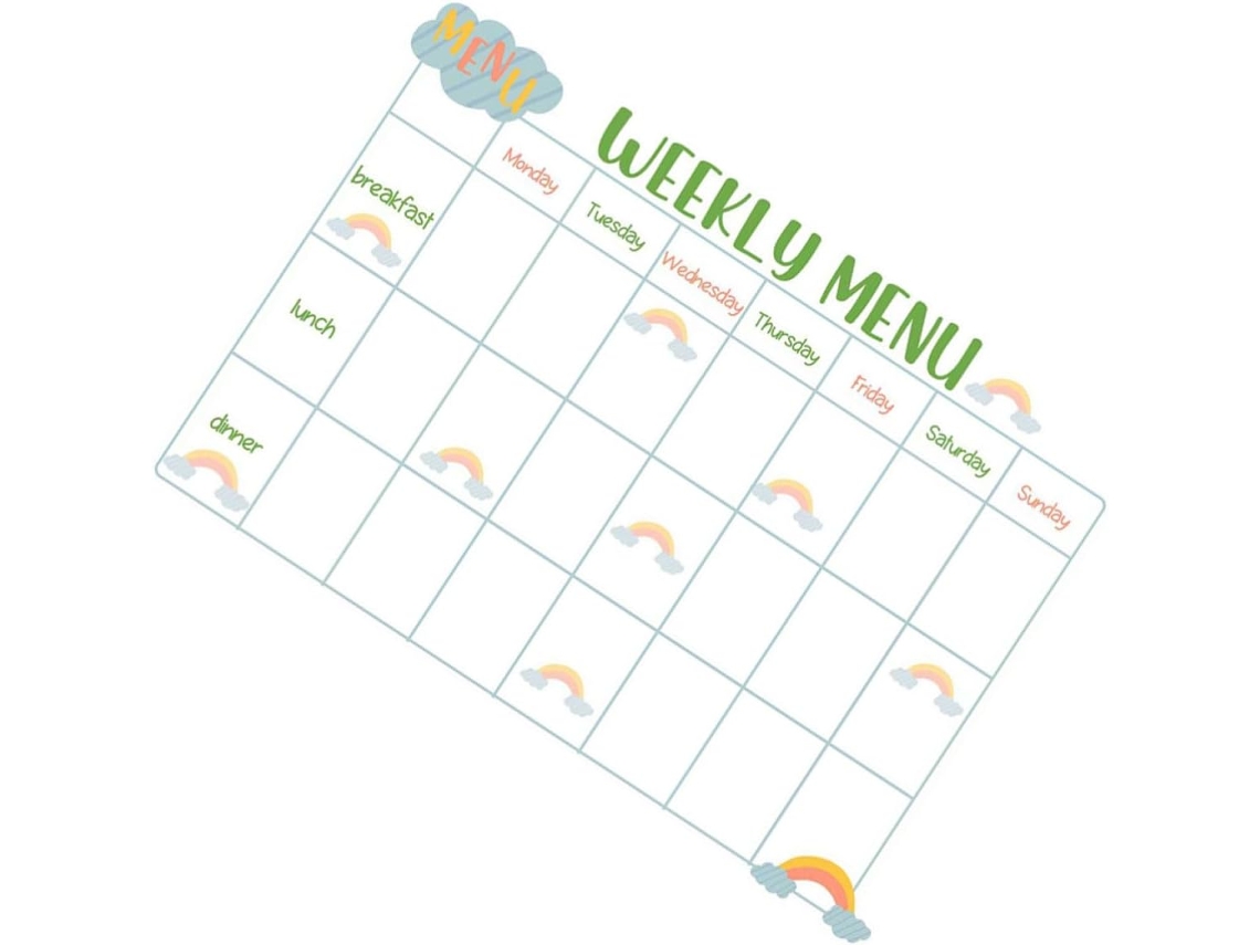 Tableau Blanc Effaçable À Sec Magnétique Pour Frigo, Planificador De Menus Hebdomadaire Em Pvc