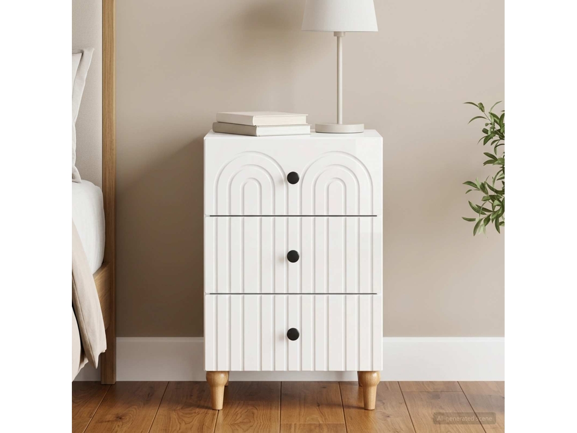 Vidaxl Armário De Cabeceira Branco Brilhante 43x 41 X 66,5 Cm