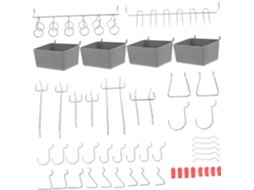 Kit de Organização de Parede com 114 Peças de Ganchos e Caixas Metálicas para Oficina Ou Garagem. SFUSHOS