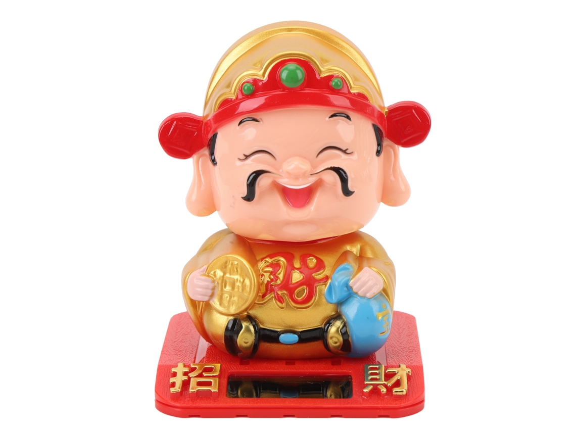 Estátua Baok de Cai Shen com sensor de luz automático, figura da enfermeira Cai Shen para escritório, carro, hotel, dourada.
