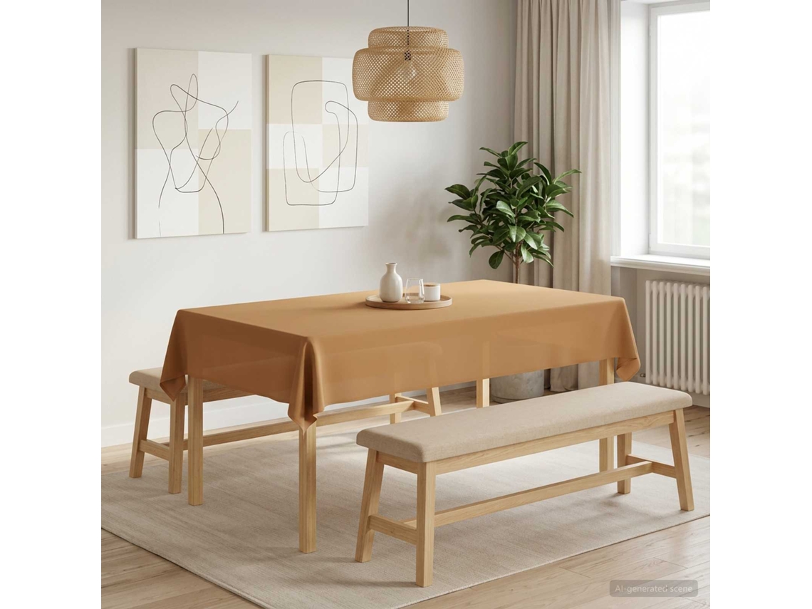 Vidaxl Toalha De Mesa Retangular Bege 140 X 220 Cm Poliéster
