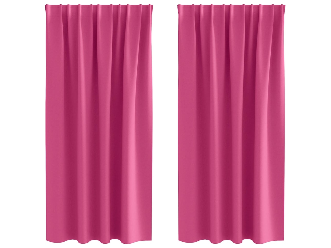 Conjunto 2 Cortinas Opacas Vidaxl Rosa Poliéster (175 X 140 Cm)