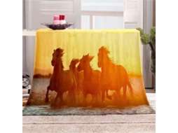 Manta de Flanela Fansu Estampa 3d Cavalos Colcha Inverno Macia e Fofa Microfibra para Sofá Adequada Adultos Cr