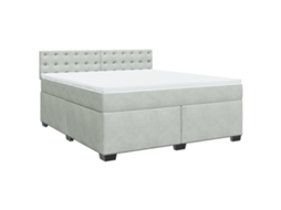 Cama com Molas e Colchão Veludo Cinzento Claro MAISON EXCLUSIVE (180x200 cm)