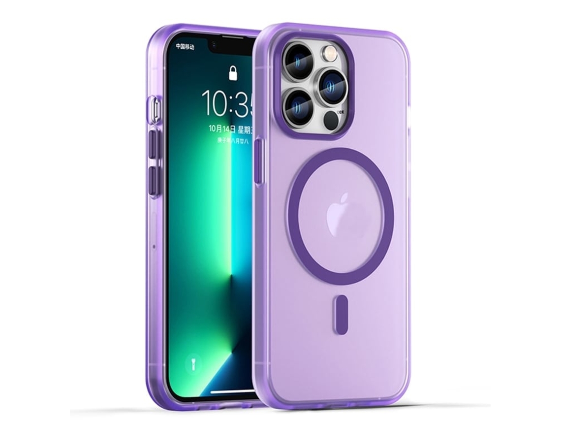 Capa Híbrida Translúcida Para Iphone 13 Pro - Tpu E Pc Com Magsafe | Fosca - Roxo Escuro