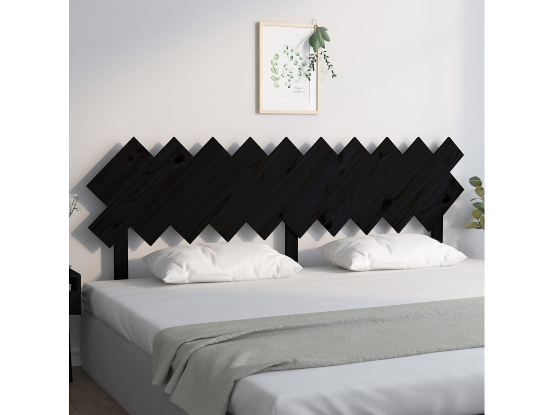 Vidaxl Cabeceira De Cama 196x3x80,5 Cm Pinho Maciço Preto