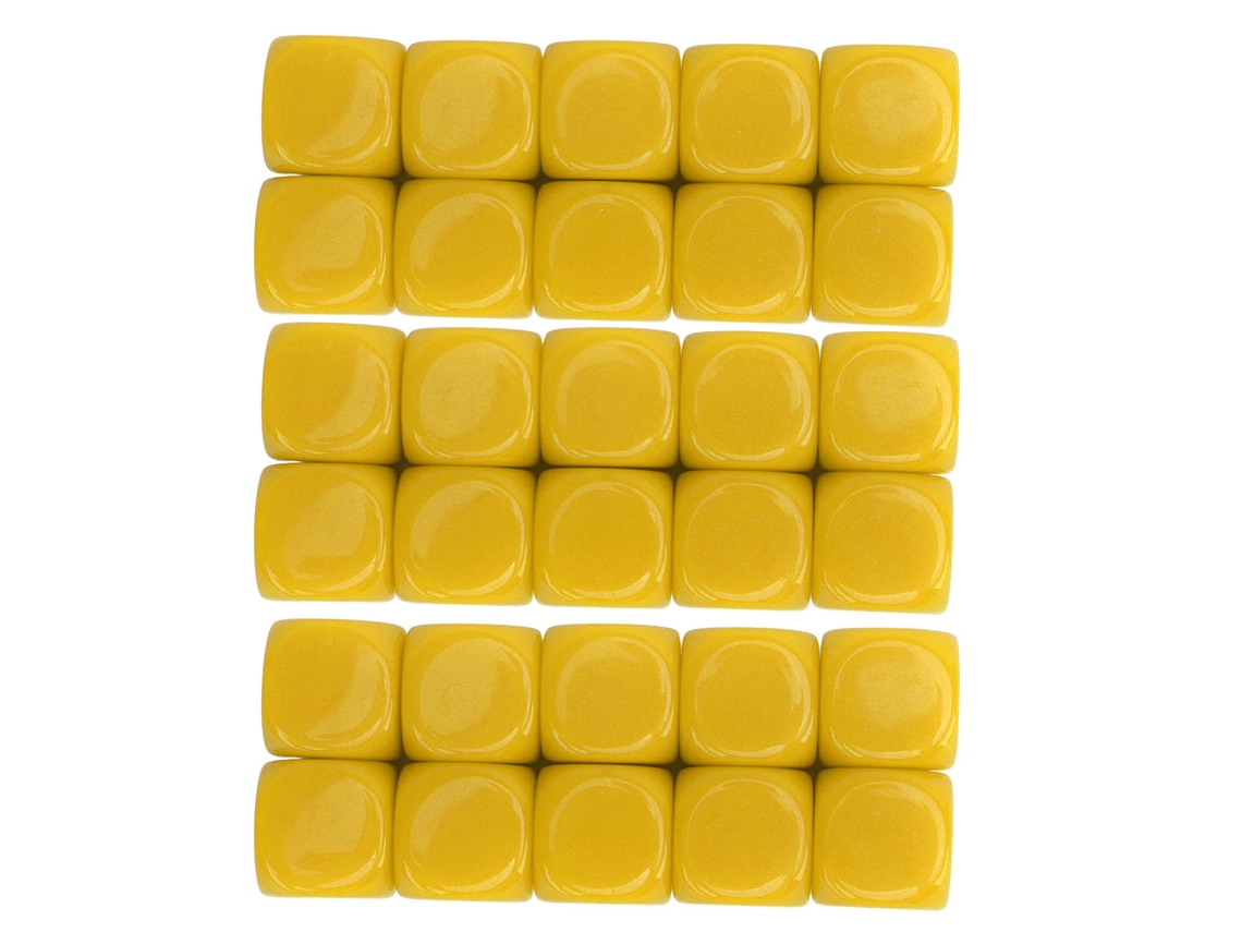 30 Peças Dados Brancos De Plástico 16mm 6 Lados Arredondados Para Jogos Festas Diy Ensino Matemática Amarelo