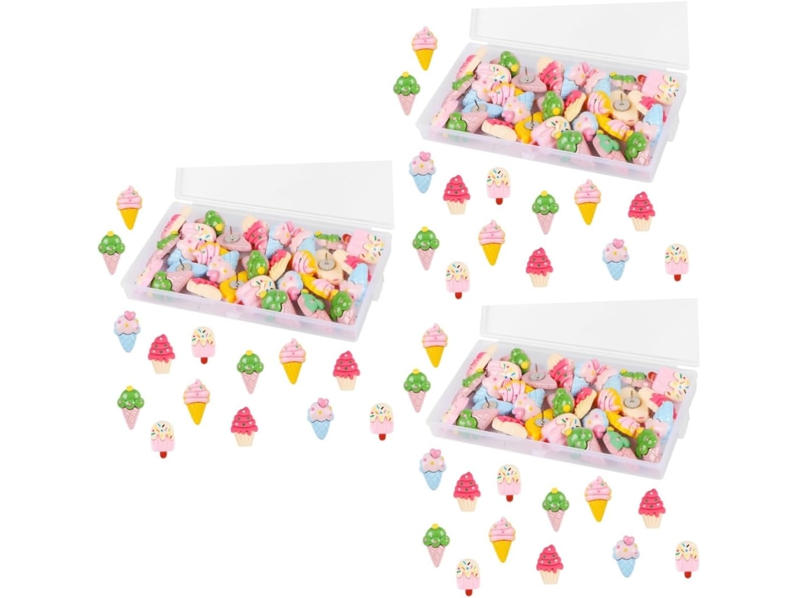Conjunto De 90 Tachinhas Em Formato Sorvete Para Decoração Paredes E