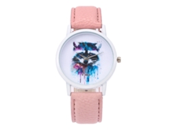 Relógio de pulso feminino casual Zhoulianfa com mecanismo de quartzo e pulseira de couro PU rosa.