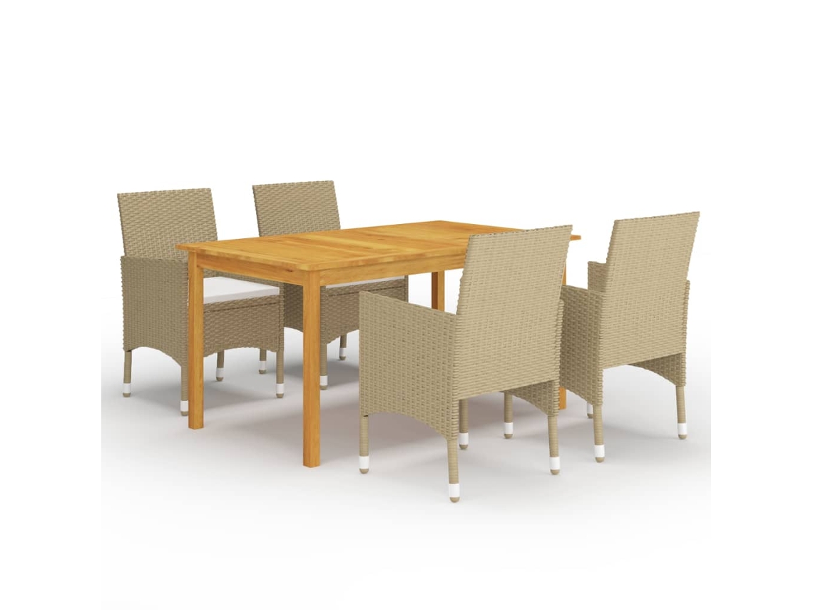 Dining Set, Dining Sets Vidaxl Bege Madeira De Acácia (n/a)