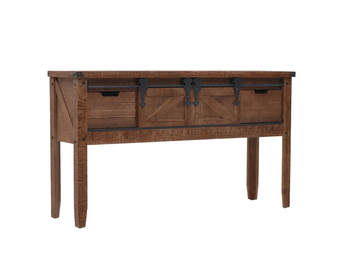 Vidaxl Mesa Consola Madeira De Abeto Maciça 131x35,5x75 Cm Castanho