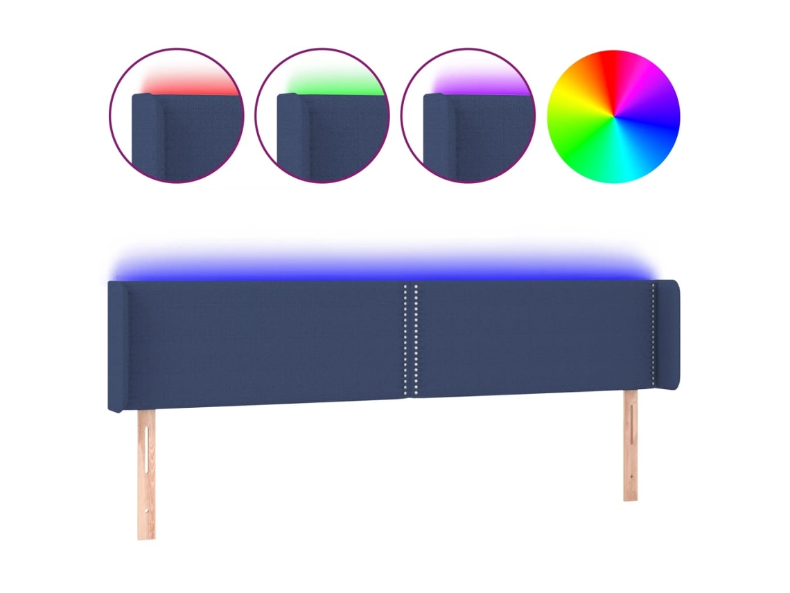 Cabeceira de cama MAISON EXCLUSIVE com luzes LED em tecido azul (183x16x78 cm)