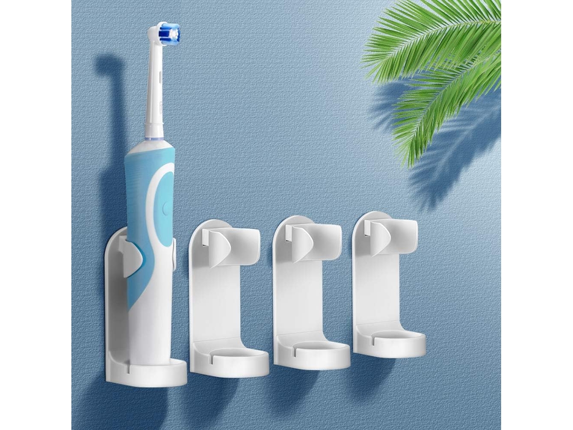 Suporte Escova Pasta Dentes Elétrica Autoadesivo Multifuncional Plástico 4 Unidades Banheiro