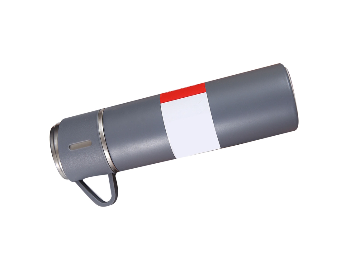 Garrafa Isolada Inox 500ml com 3 Tampas Cinza