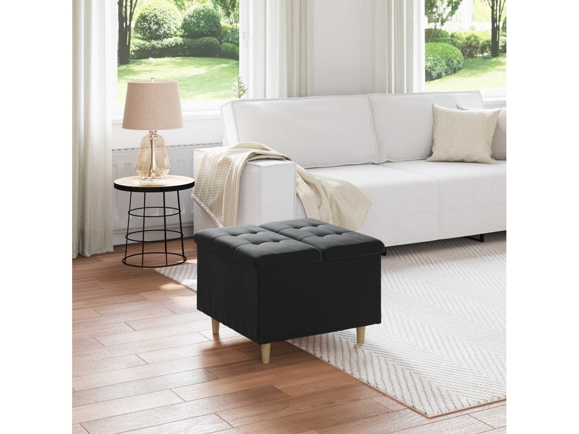 Vidaxl Otoman Com Armazenamento Preto 60 X 60 X 45 Cm Veludo