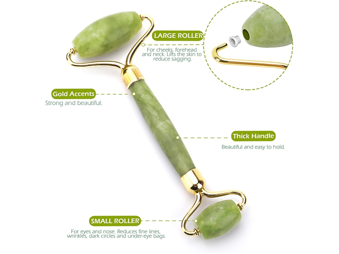 Rolo Facial De Jade - Rolo Facial Rígido - Rolo Facial De Quartzo - Ferramenta Para O Cuidado Da Pele