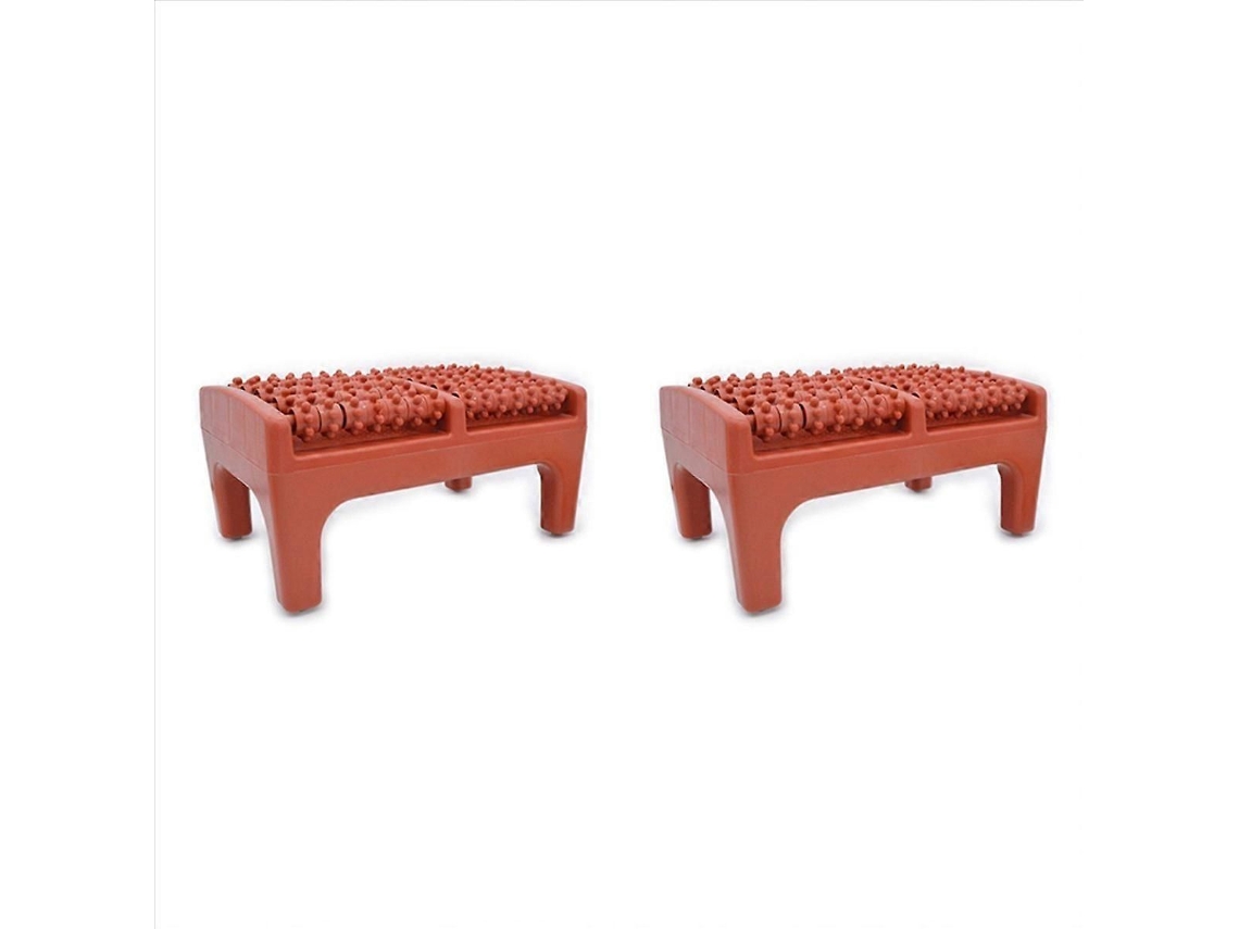 2 Massageadores De Pés Com Almofada Massagem Para Pontos Acupuntura Nos Pés, Massageador Rolos Plás Tico E Madeira