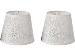 2 X Abajur Metálico Em Formato De Barril Com Estampa Para Luminária De Mesa Ou Parede, Branco Gokoco