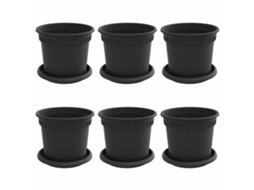 Vasos de Plantas 6 Pcs Preto Ø 15 X 12 Cm Plástico MAISON EXCLUSIVE