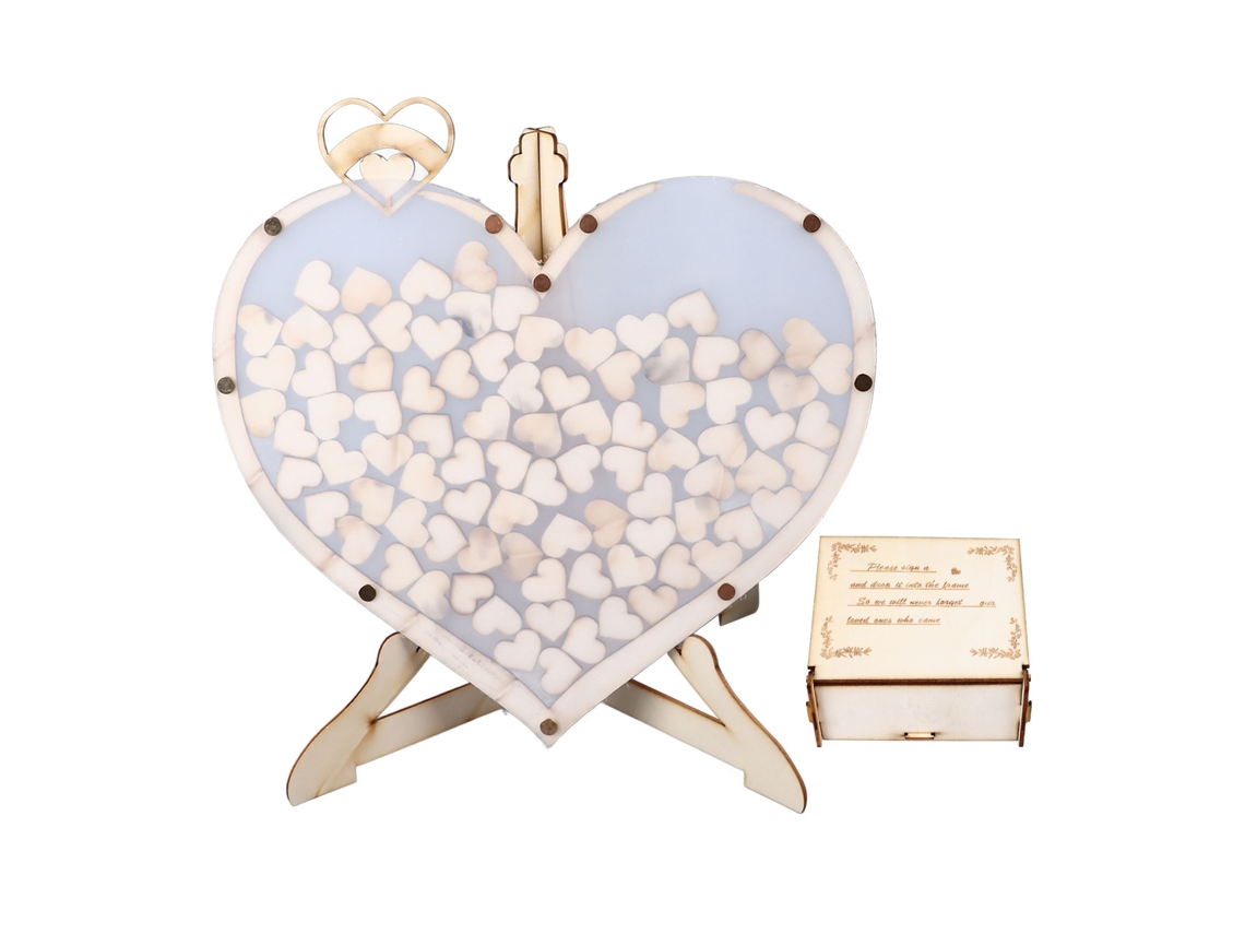 Caixa de Livro de Visitantes com Moldura de Madeira para Casamento