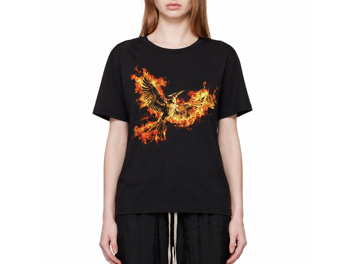 Rockinstone Hunger Games Movie Mockingjay Pt. 2 Pin Black Adult T-shirt Size:s